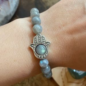 Labradorite Bracelet with Hamsa Charm